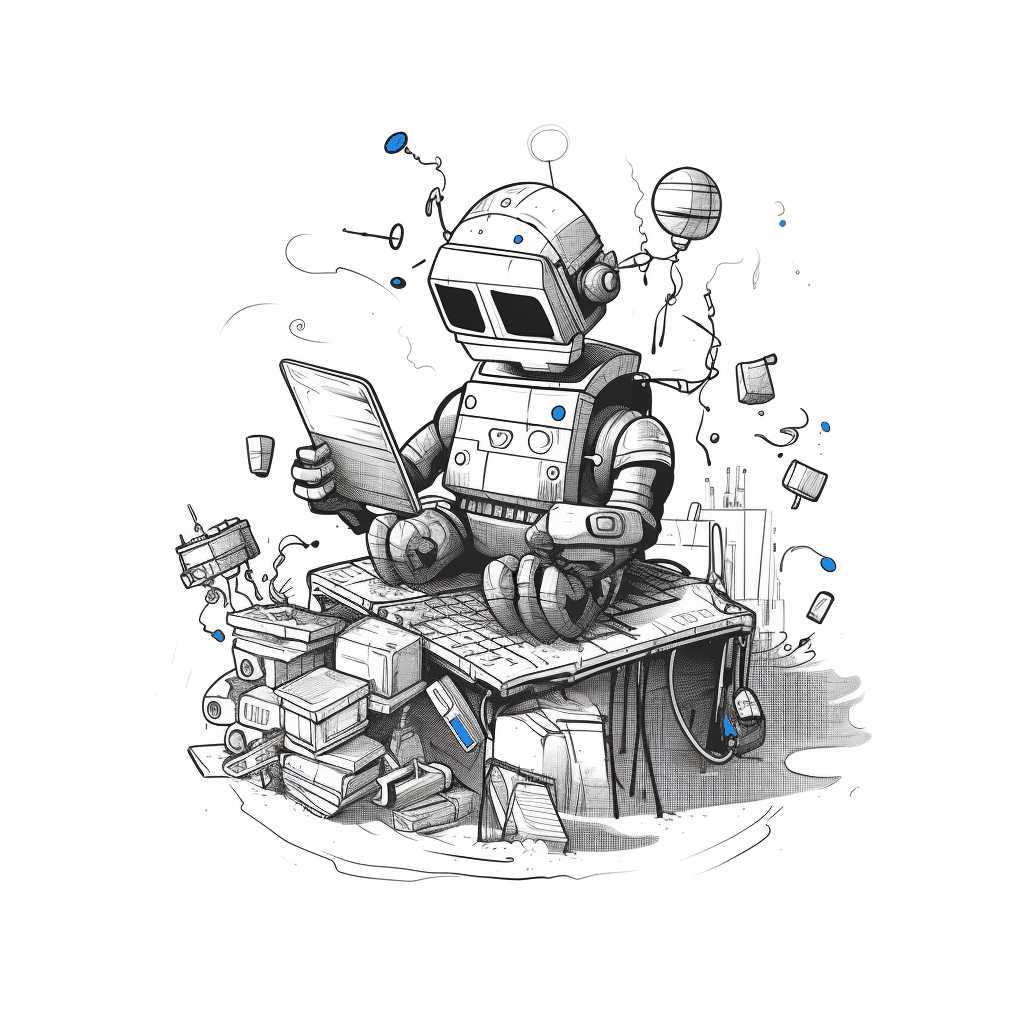 image with a robot writing code
